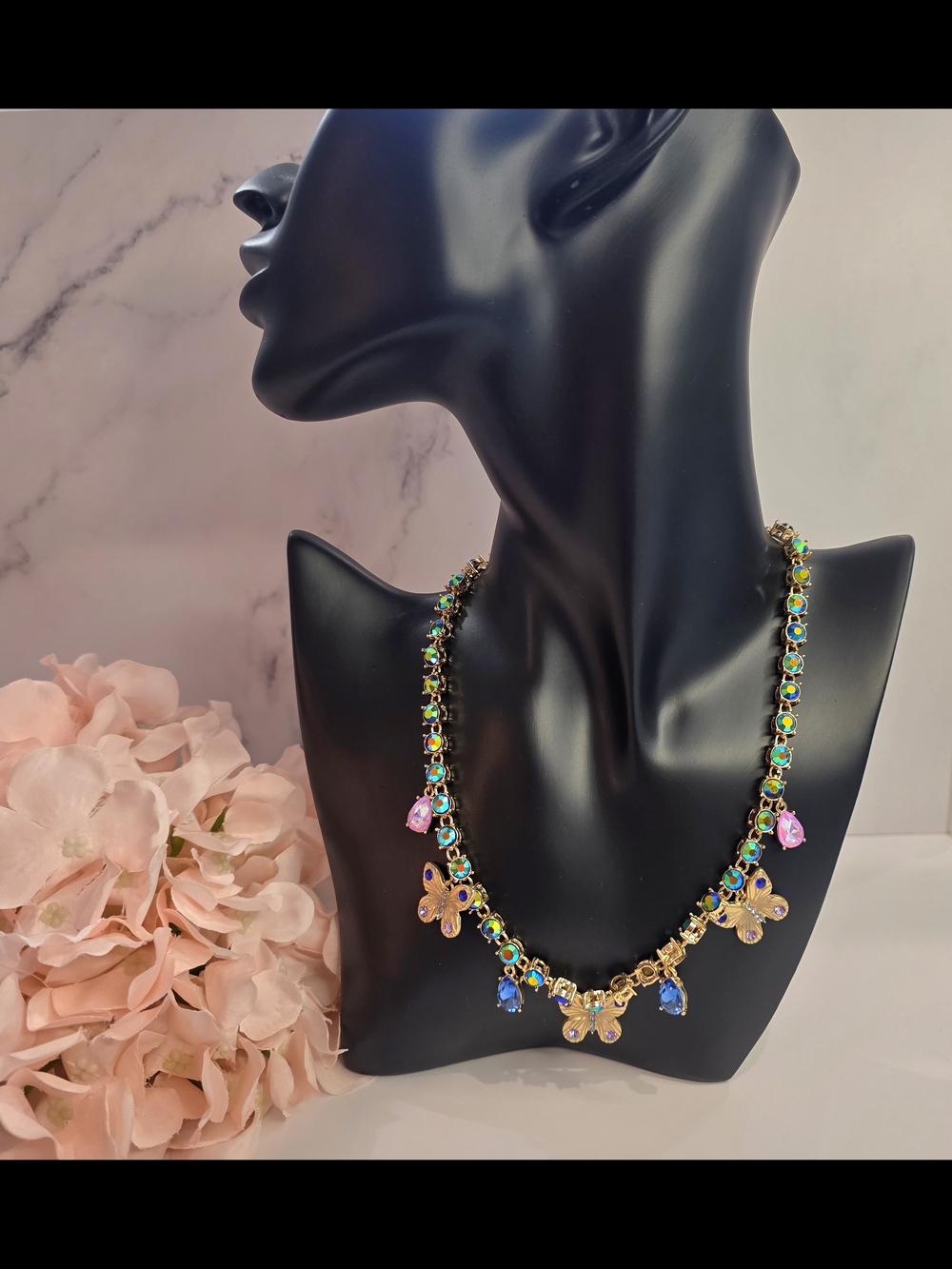 Betsey Johnson - Multicolor Crystal Butterfly Statement Necklace